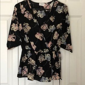 Flower and black top-never worn